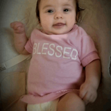 #BLESSED T-Shirt Pink 100% Cotton Infant Toddler Tee-Shirt with White Accents