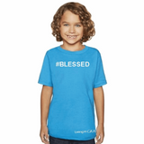 #BLESSED T-Shirt Turquoise 100% Cotton Unisex Youth Tee Shirt with White Accents