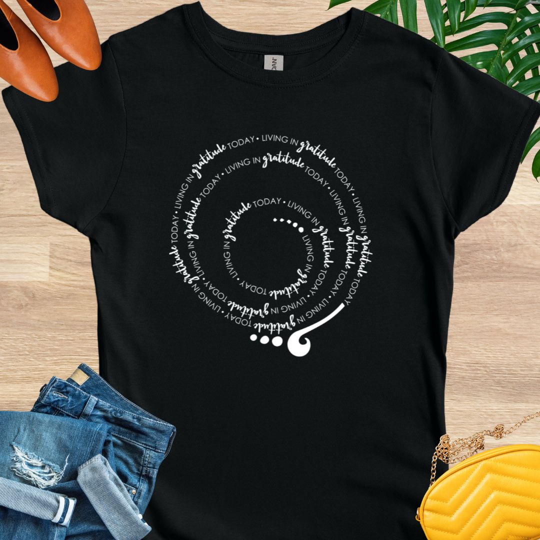 Living in GRATITUDE Today Spiral T-Shirt