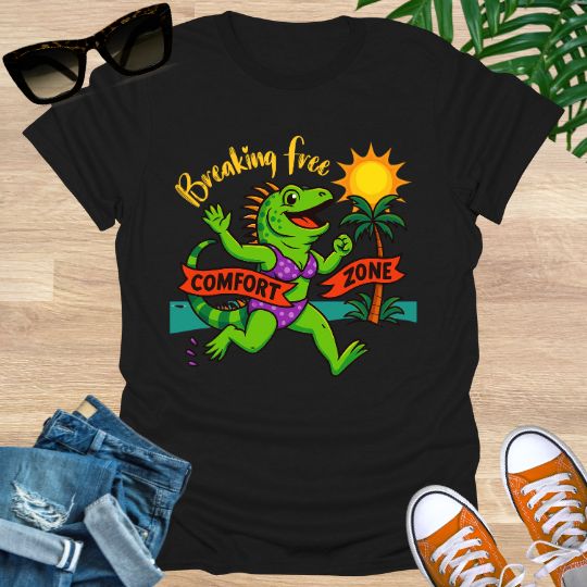 Breaking Free – Comfort Zone Crusher, (Iguana Edition), Unisex T-Shirt