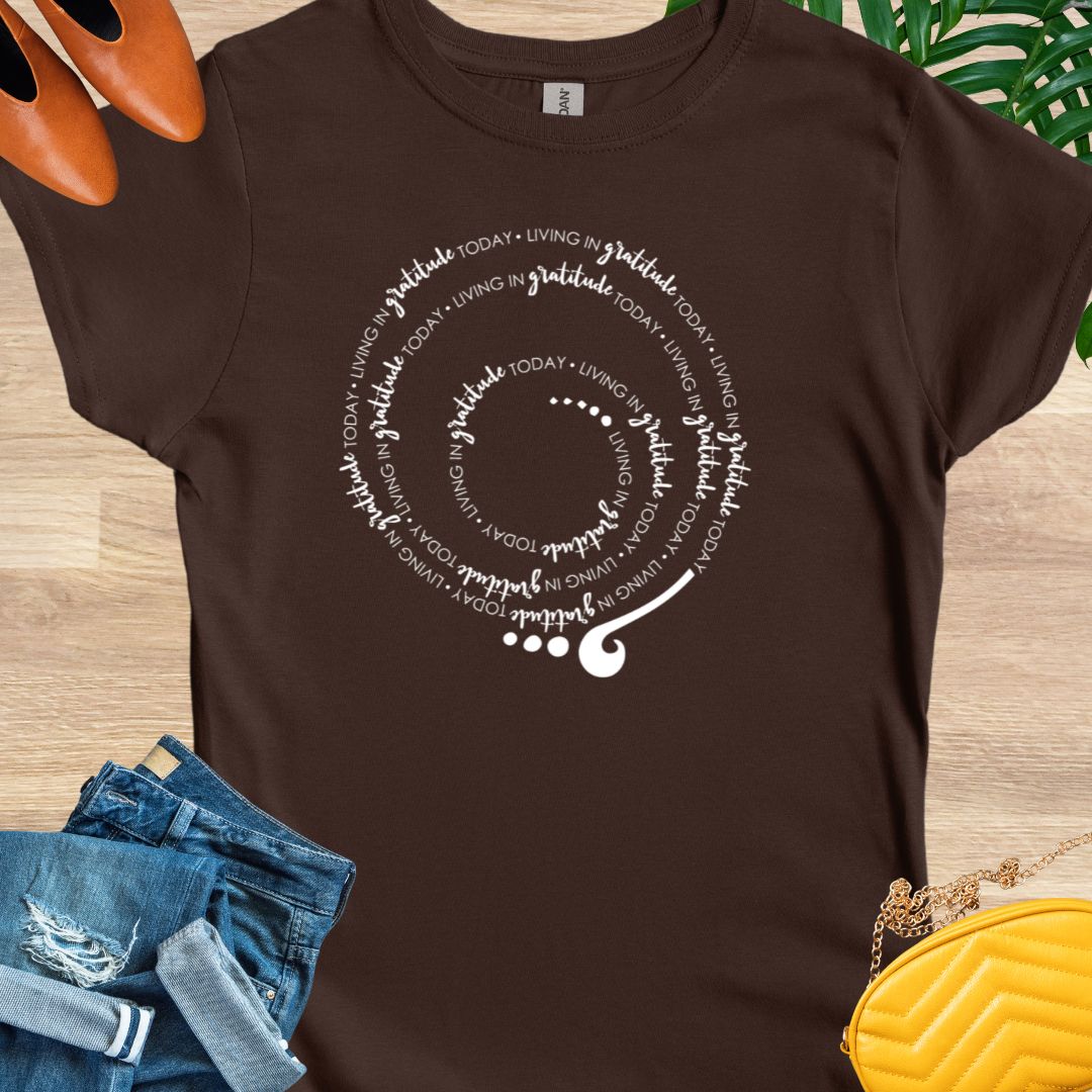 Living in GRATITUDE Today Spiral T-Shirt