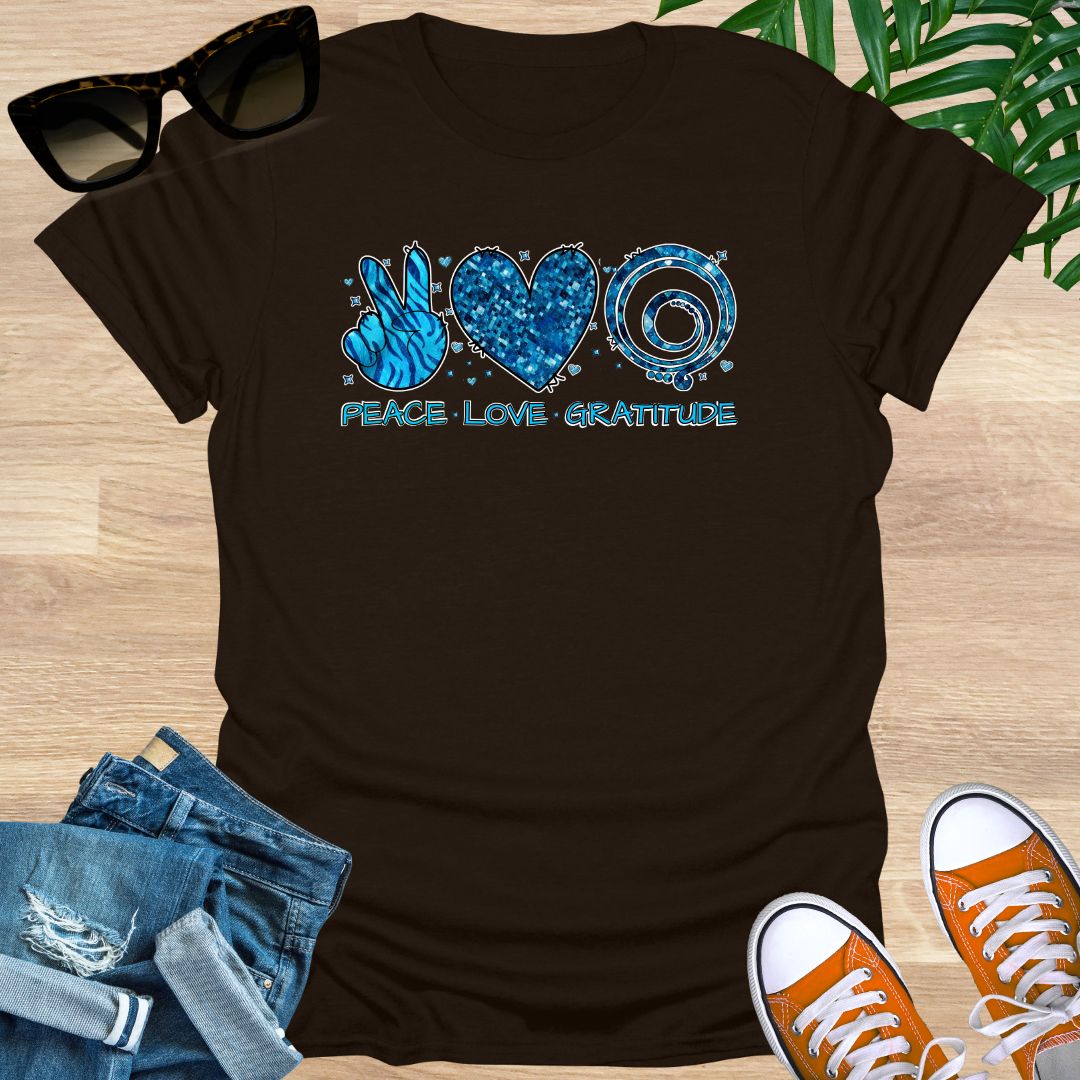 Peace, Love, Gratitude, Unisex T-Shirt