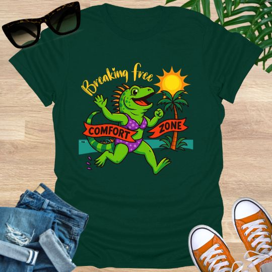 Breaking Free – Comfort Zone Crusher, (Iguana Edition), Unisex T-Shirt