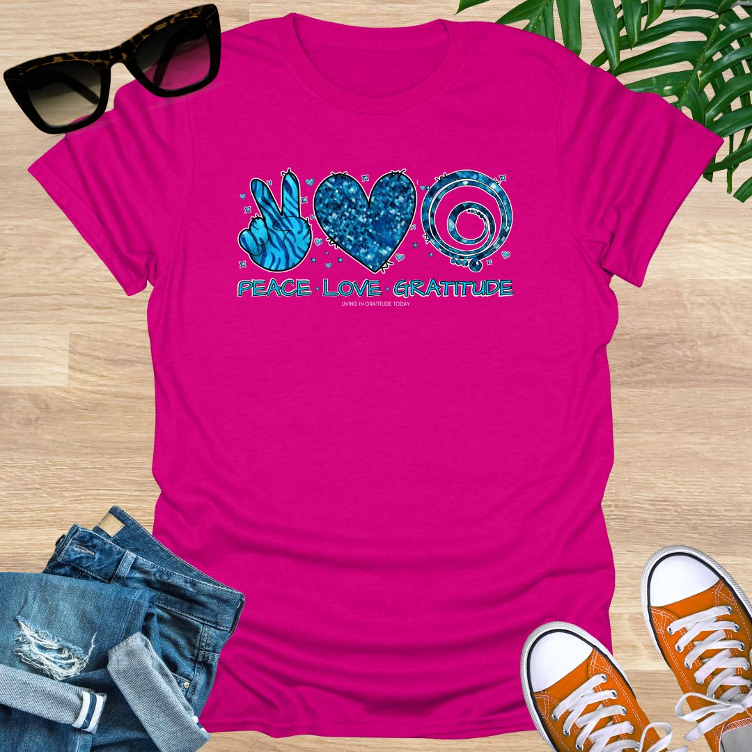 Peace, Love, Gratitude, Unisex T-Shirt