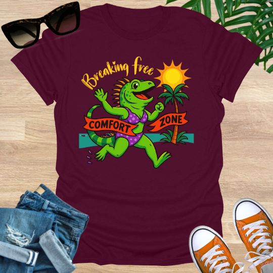 Breaking Free – Comfort Zone Crusher, (Iguana Edition), Unisex T-Shirt