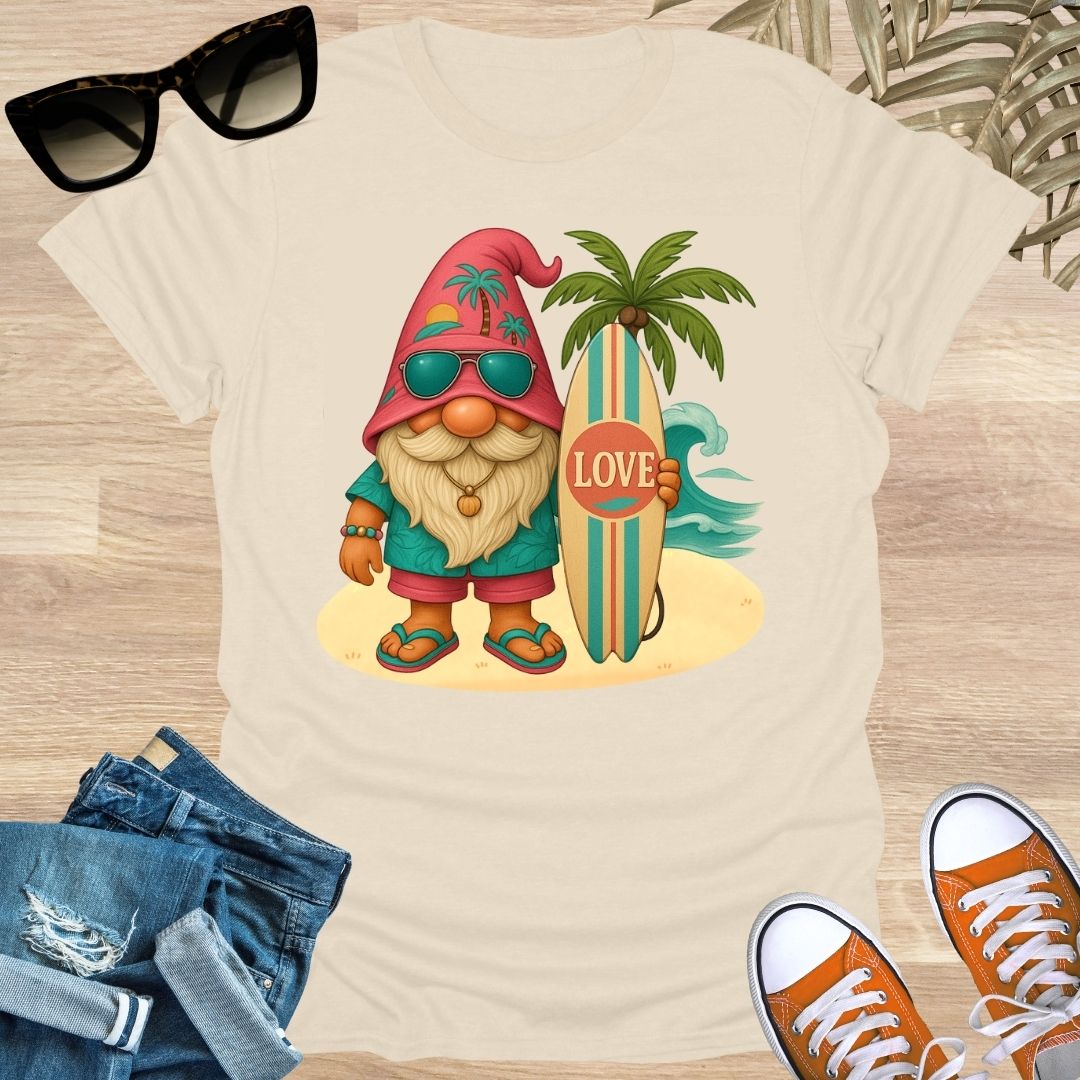 Surfer Love Gnome, Unisex T-Shirt