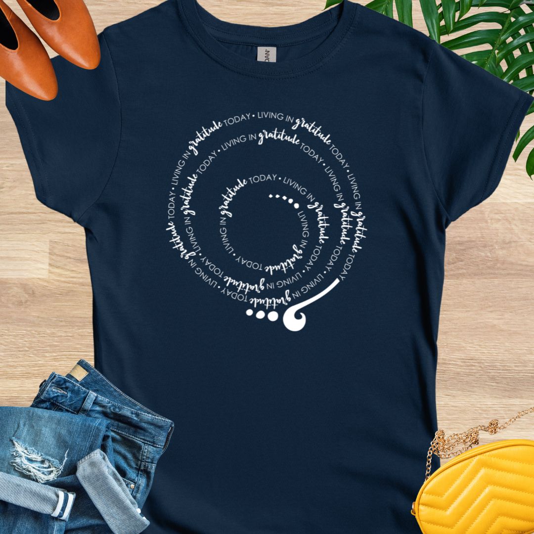 Living in GRATITUDE Today Spiral T-Shirt