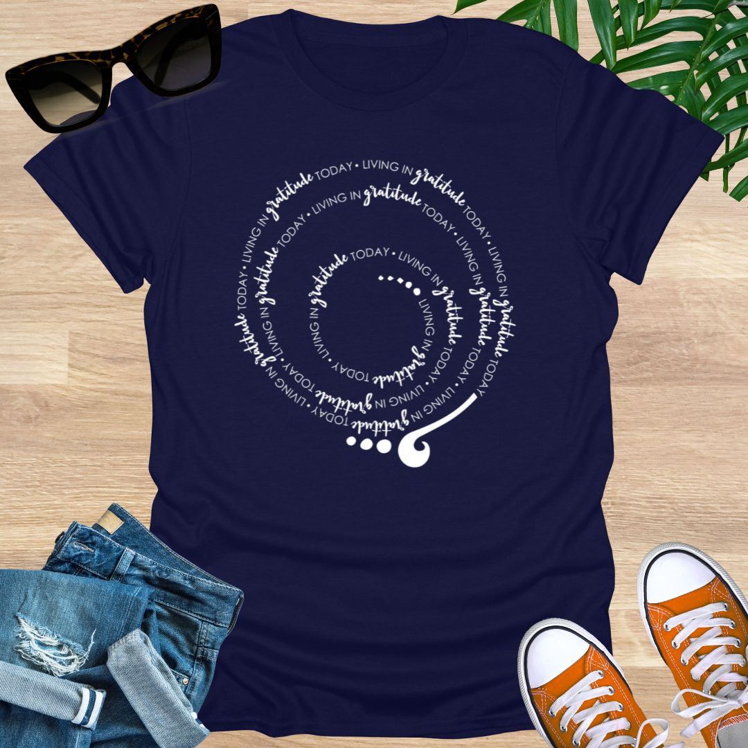 Living in GRATITUDE Today Spiral Unisex T-Shirt