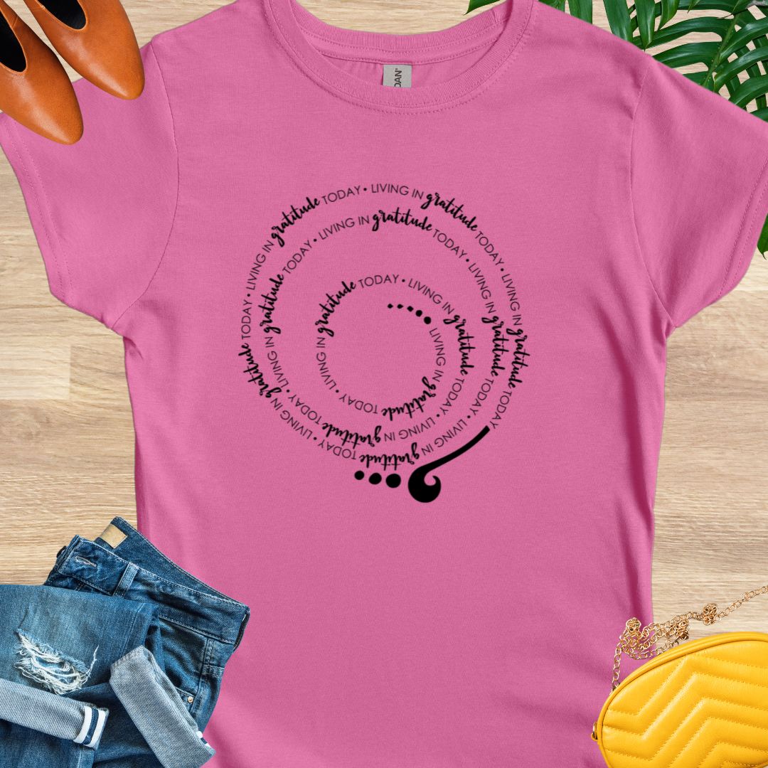 Living in GRATITUDE Today Spiral T-Shirt