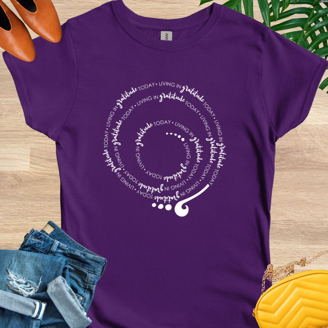 Living in GRATITUDE Today Spiral T-Shirt