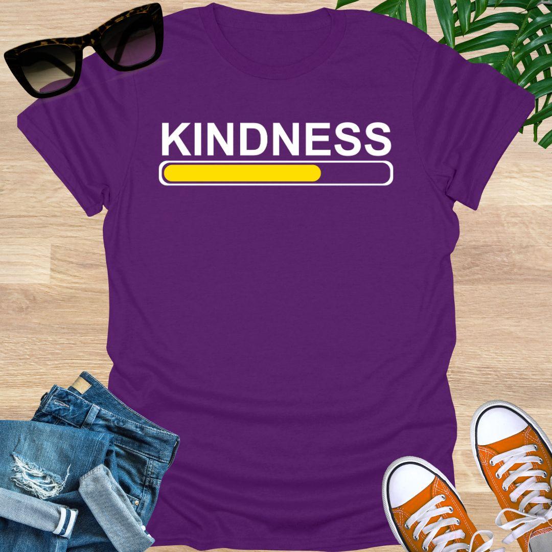 Kindness loading progress bar in yellow on a purple unisex tee.