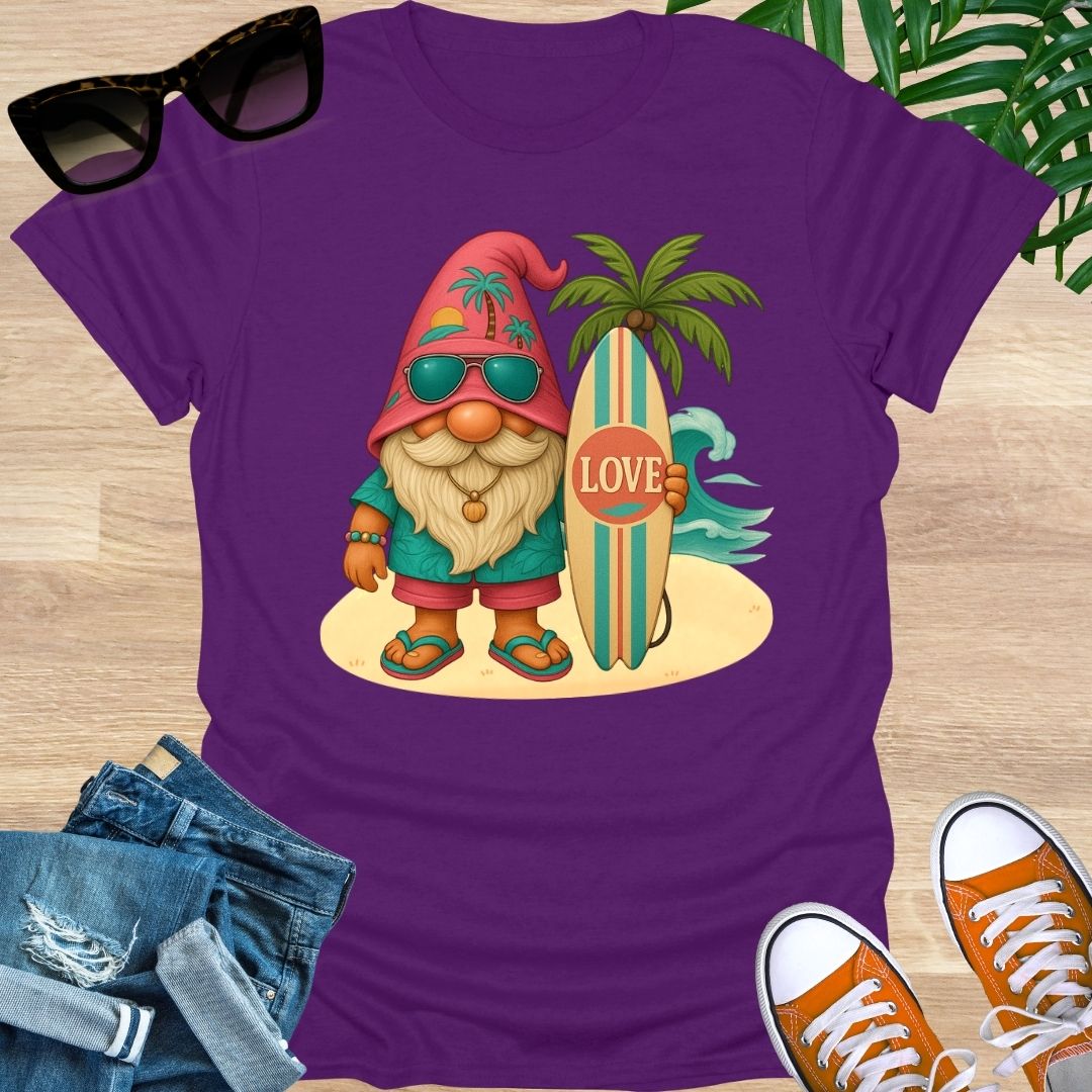 Surfer Love Gnome, Unisex T-Shirt
