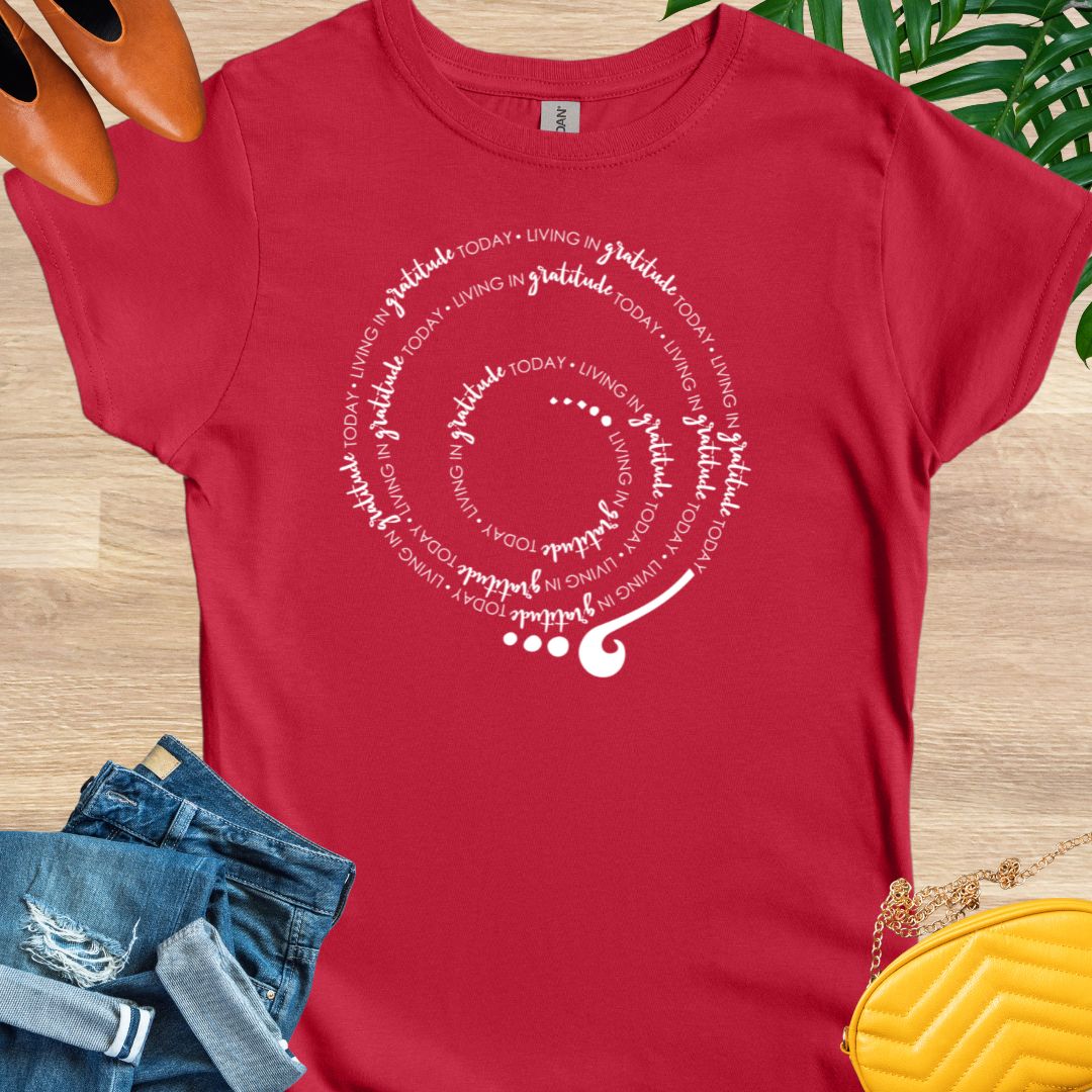 Living in GRATITUDE Today Spiral T-Shirt