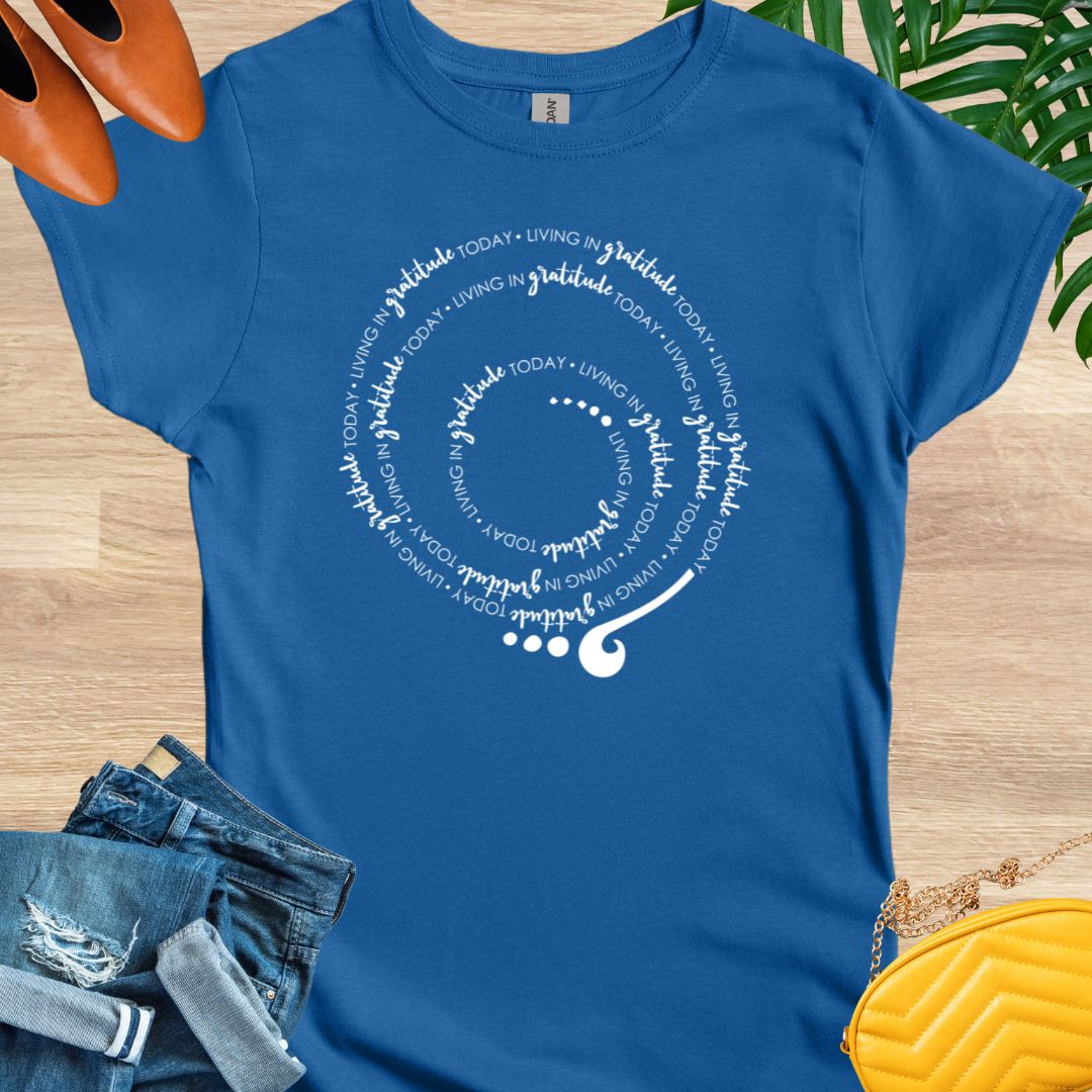 Living in GRATITUDE Today Spiral T-Shirt