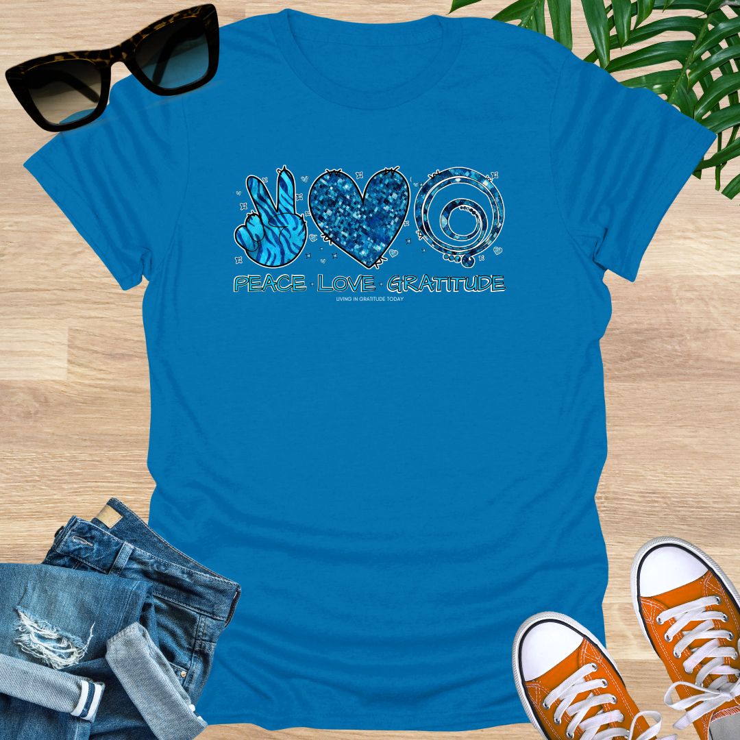 Peace, Love, Gratitude, Unisex T-Shirt