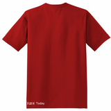 #LOVEISLOVE V-Neck Red 100% Cotton Man T-Shirt with White Accents