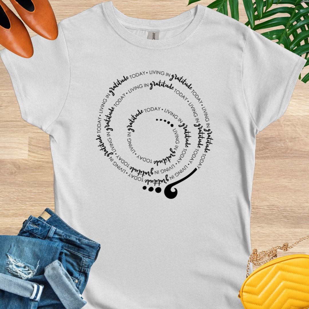 Living in GRATITUDE Today Spiral T-Shirt