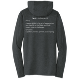 GRATITUDE Gangsta Hoodie Charcoal Tri Blend, Man Hoodie with White Accents