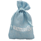 GRATITUDE bag, Faux Linen (Pink, Blue, Sage) with White Accents