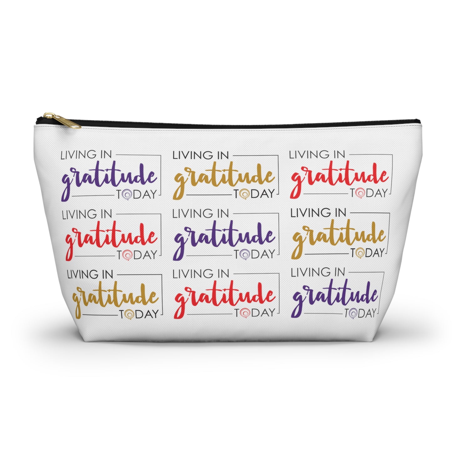 Living in GRATITUDE Inspirational Quote, Cosmetic Bag, MakeUp Bag, Pencil Case