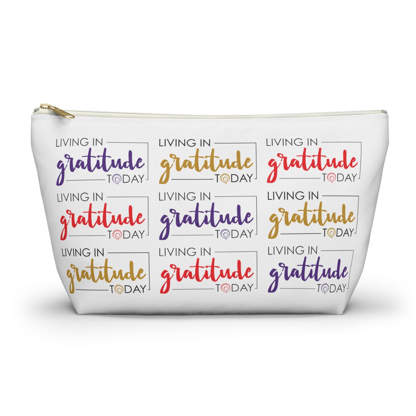 Living in GRATITUDE Inspirational Quote, Cosmetic Bag, MakeUp Bag, Pencil Case