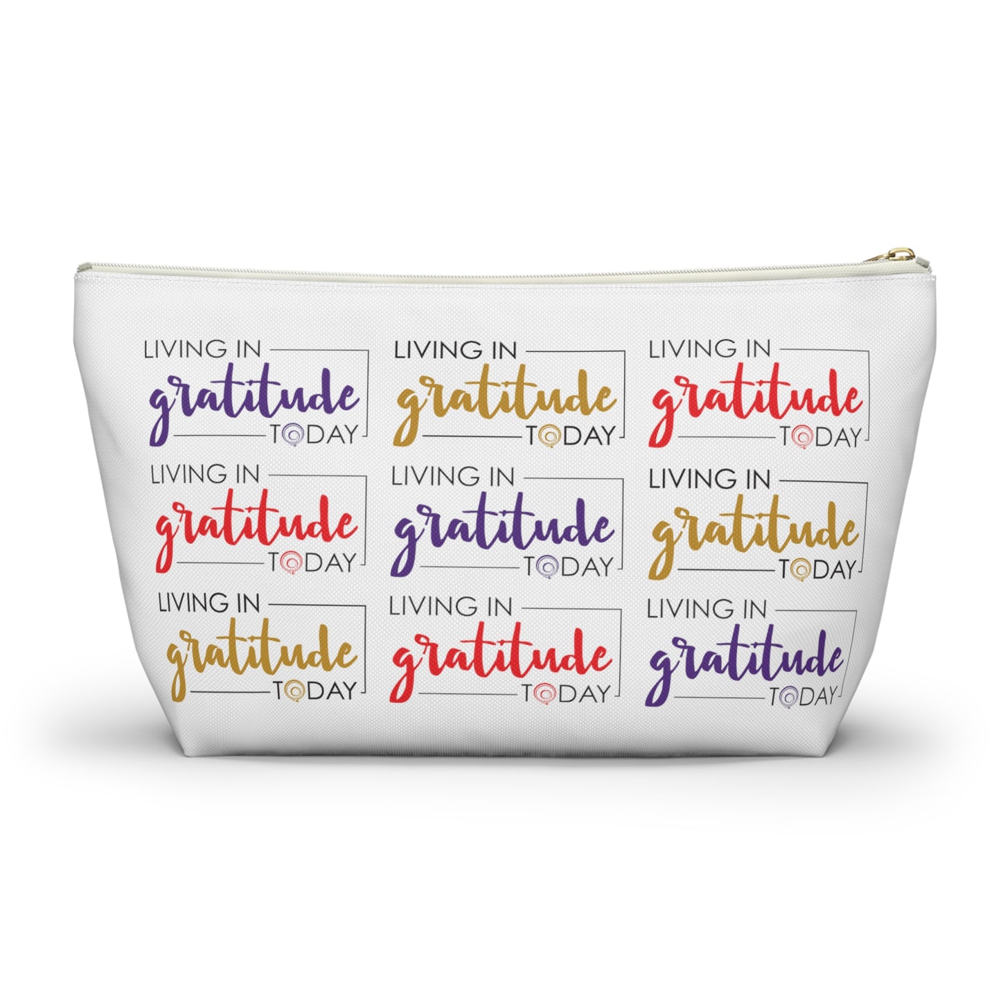 Living in GRATITUDE Inspirational Quote, Cosmetic Bag, MakeUp Bag, Pencil Case