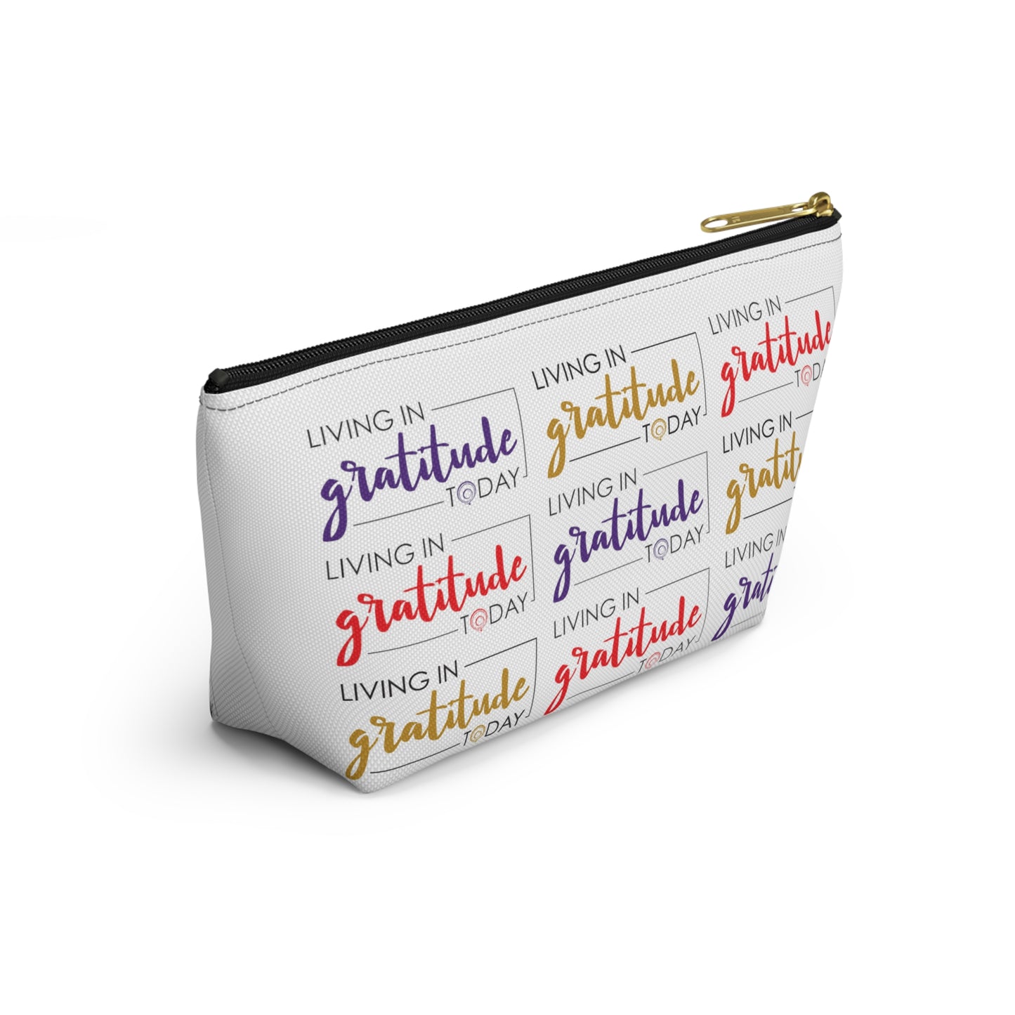 Living in GRATITUDE Inspirational Quote, Cosmetic Bag, MakeUp Bag, Pencil Case