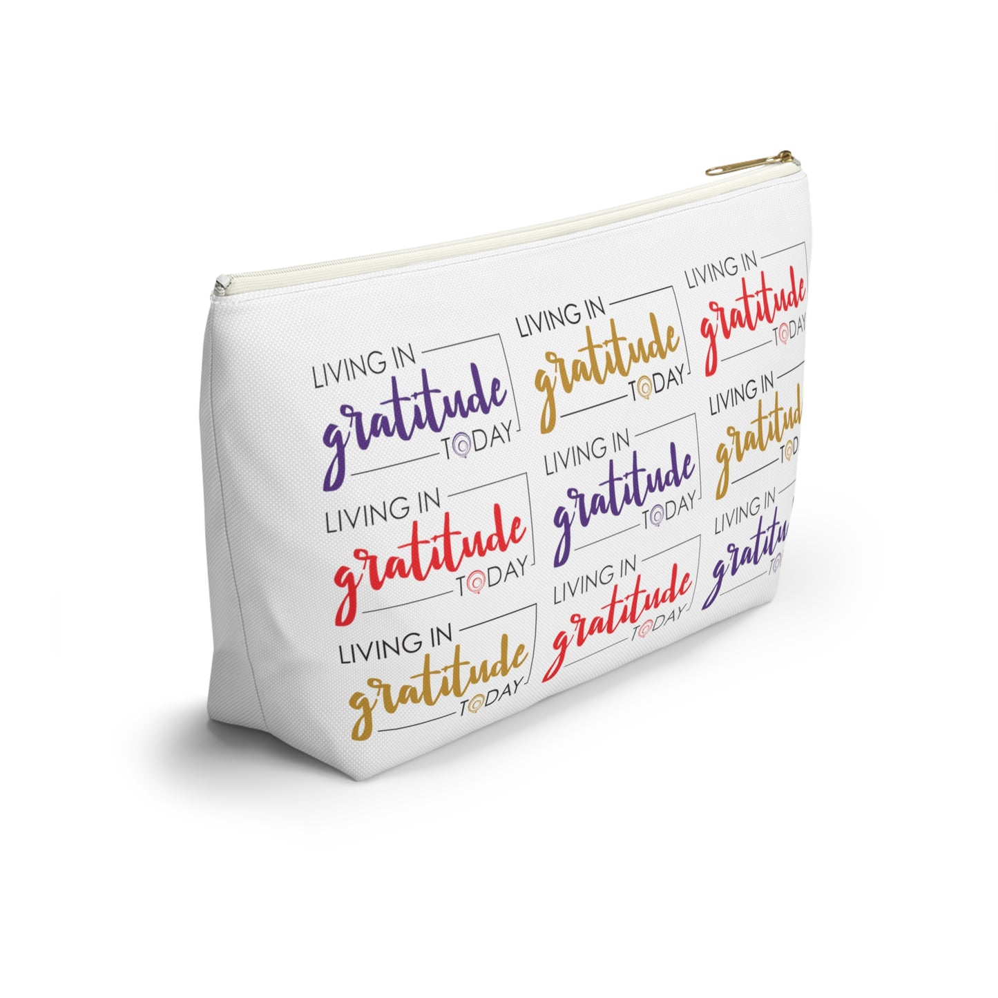 Living in GRATITUDE Inspirational Quote, Cosmetic Bag, MakeUp Bag, Pencil Case