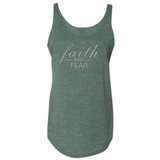 Faith Over Fear Tank, Heather Pine Green Woman