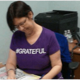 #GRATEFUL V-Neck Purple 100% Cotton Woman T-Shirt with White Accents