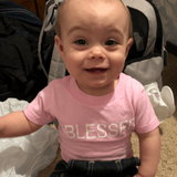 #BLESSED T-Shirt Pink 100% Cotton Infant Toddler Tee-Shirt with White Accents