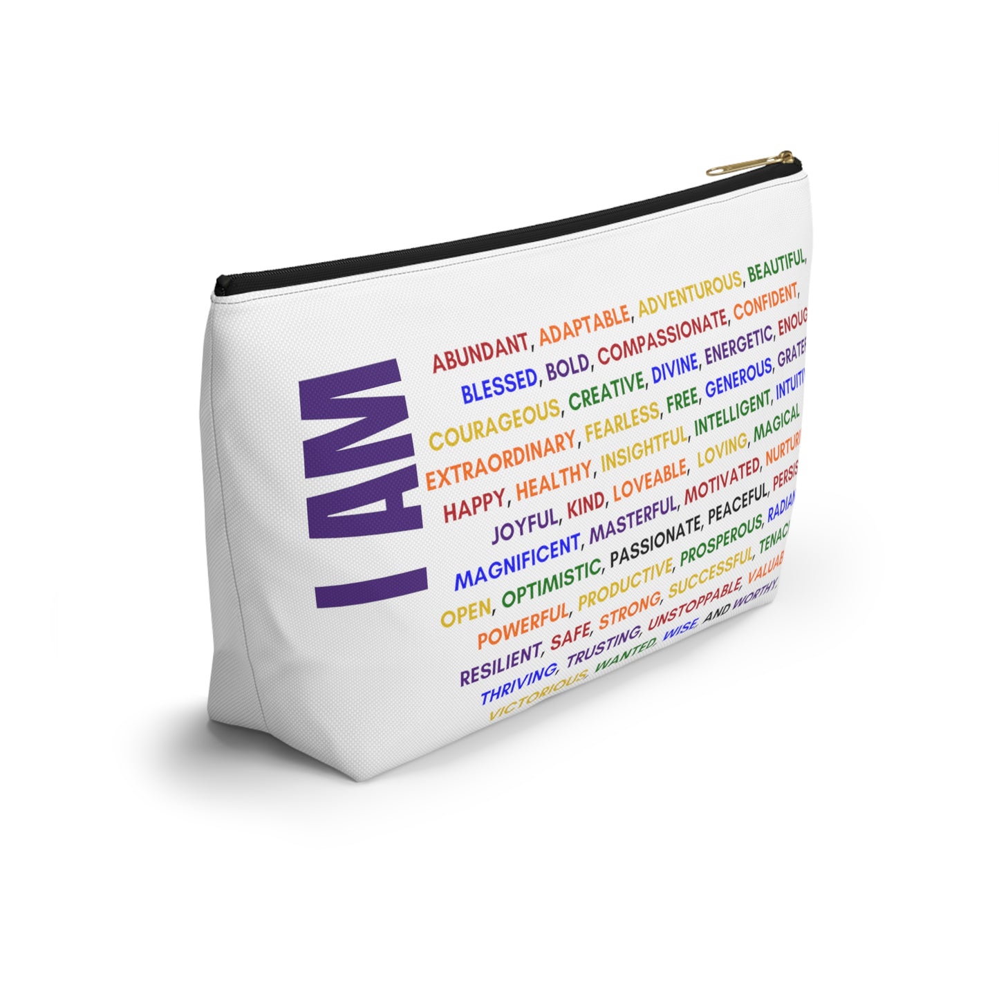 I am, Affirmation, Mantra, Cosmetic Bag, Pencil Case, Zippered Pouch