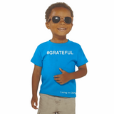 #GRATEFUL T-Shirt Turquoise 100% Cotton Unisex Youth Tee Shirt with White Accents
