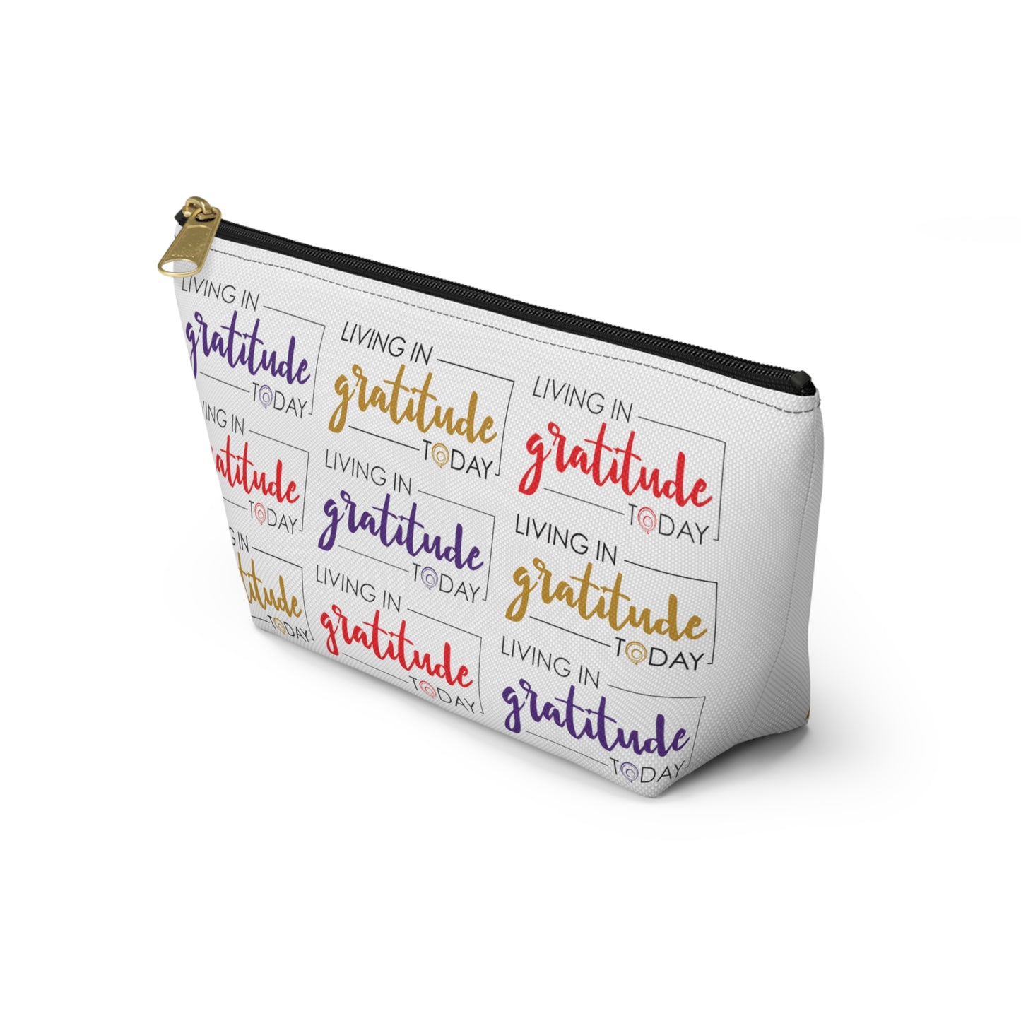 Living in GRATITUDE Inspirational Quote, Cosmetic Bag, MakeUp Bag, Pencil Case