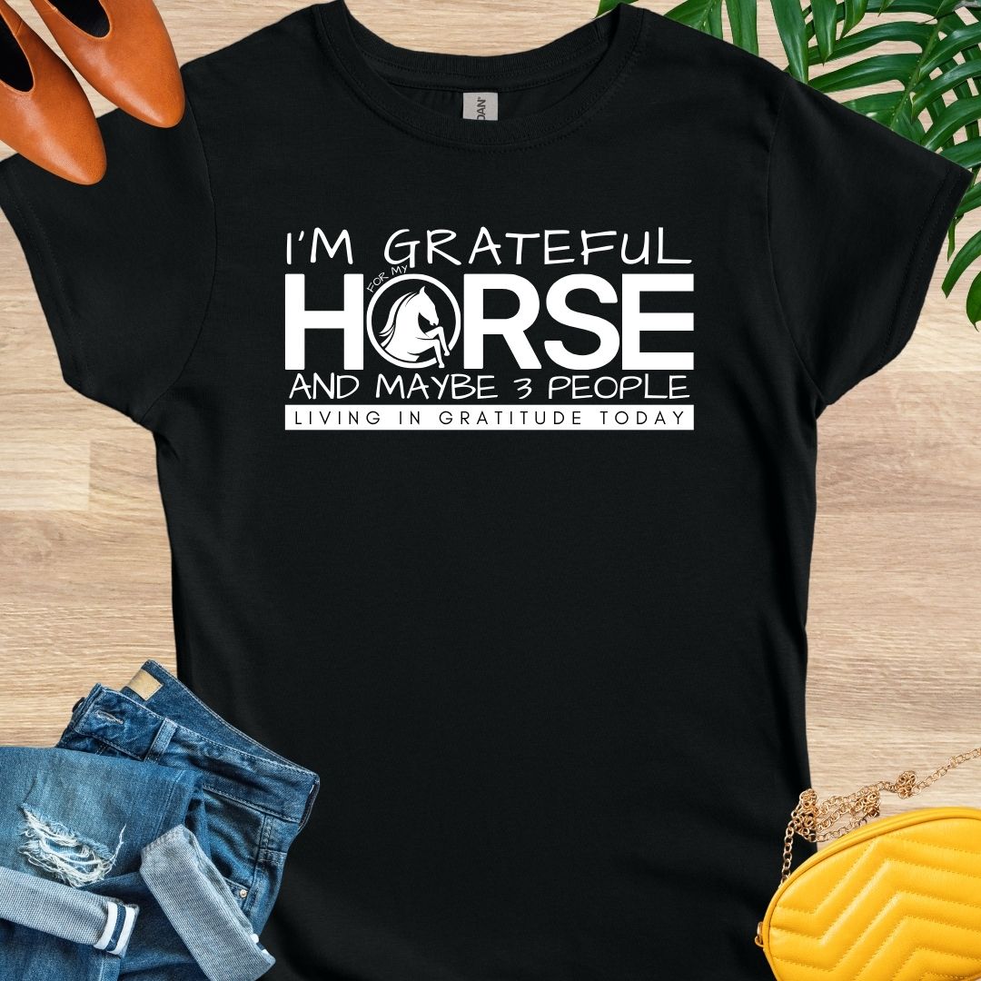 Grateful for My Horse and 3 People T-Shirt