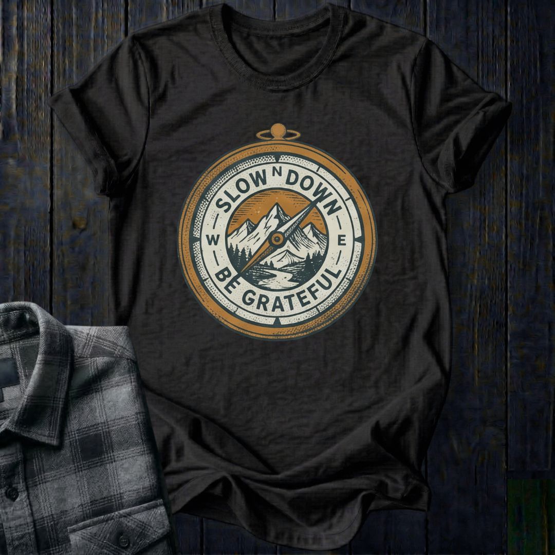 Slow Down Be Grateful Compass Unisex T-Shirt