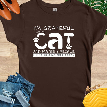 Grateful for My Cat and Maybe People T-shirt