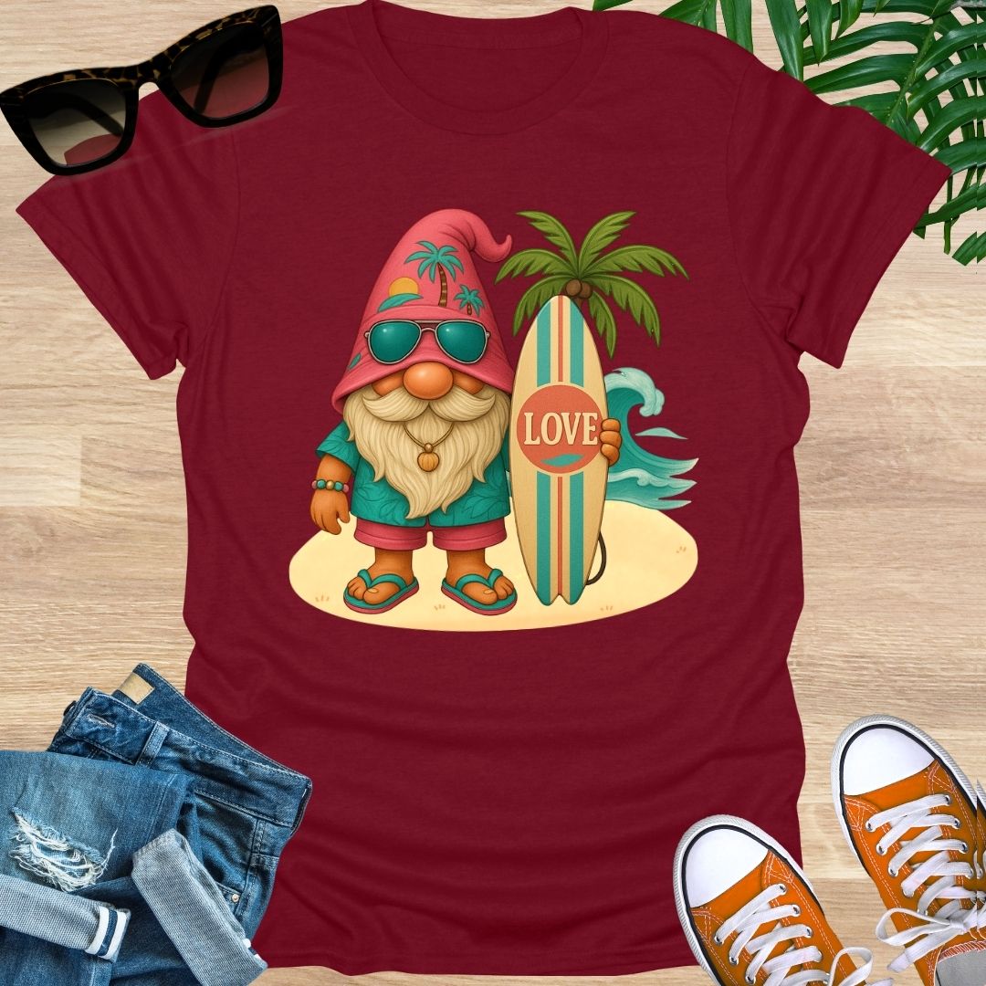 Surfer Love Gnome, Unisex T-Shirt
