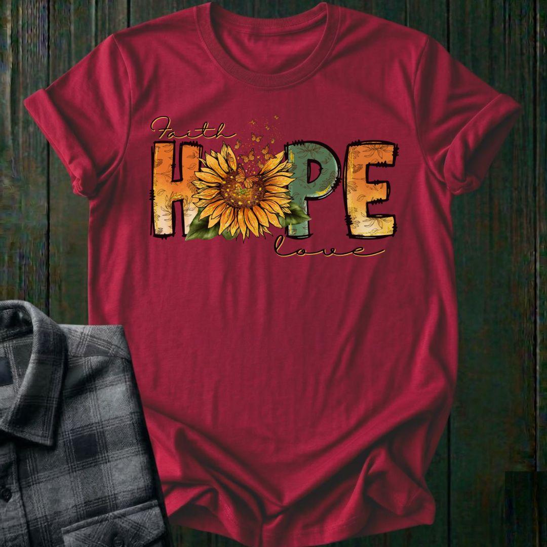 Faith Hope Love Sunflower & Butterflies Tee Unisex T-Shirt