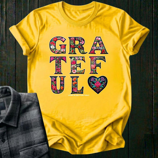 GRATEFUL – Embroidered Bloom Unisex T-Shirt