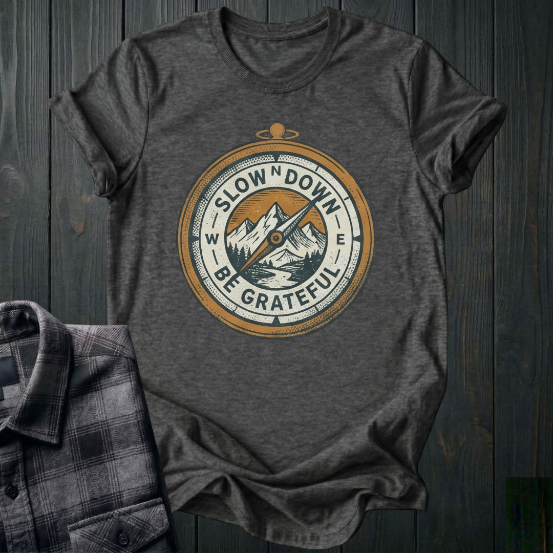 Slow Down Be Grateful Compass Unisex T-Shirt