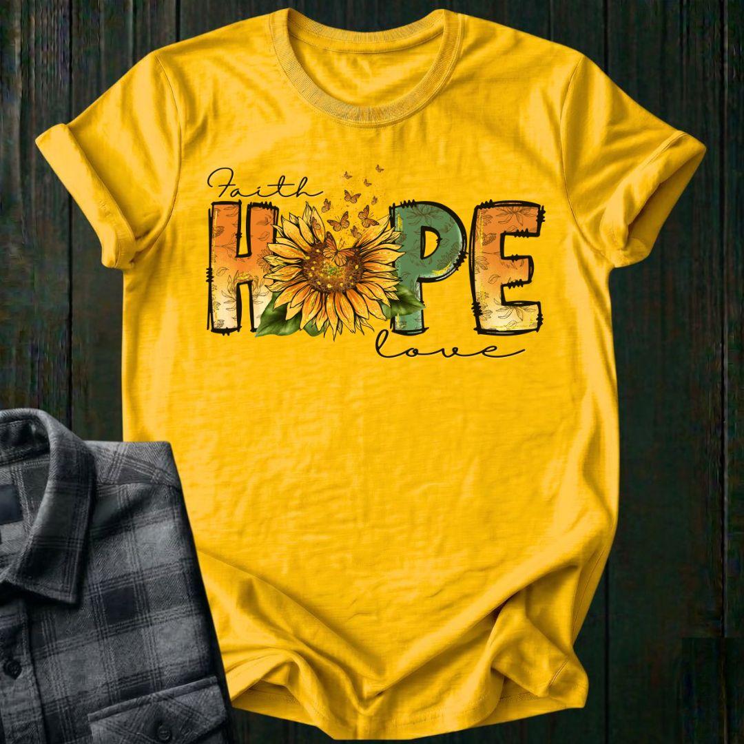 Faith Hope Love Sunflower & Butterflies Tee Unisex T-Shirt