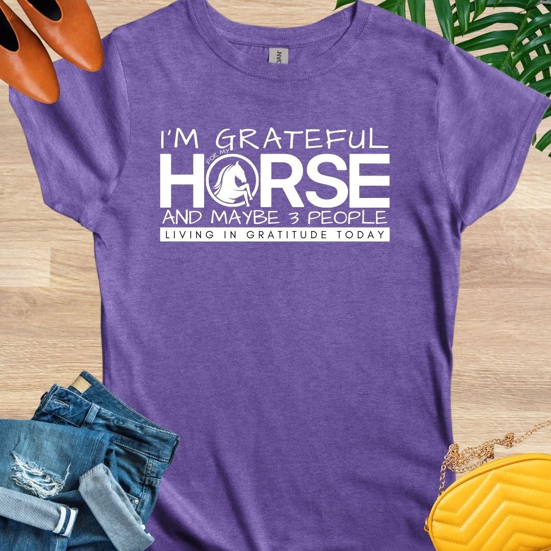 Grateful for My Horse and 3 People T-Shirt