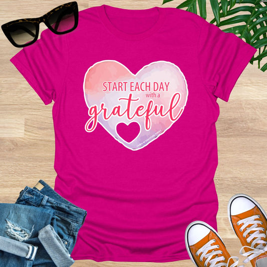 Start Each Day With a Grateful Heart, Unisex T-Shirt
