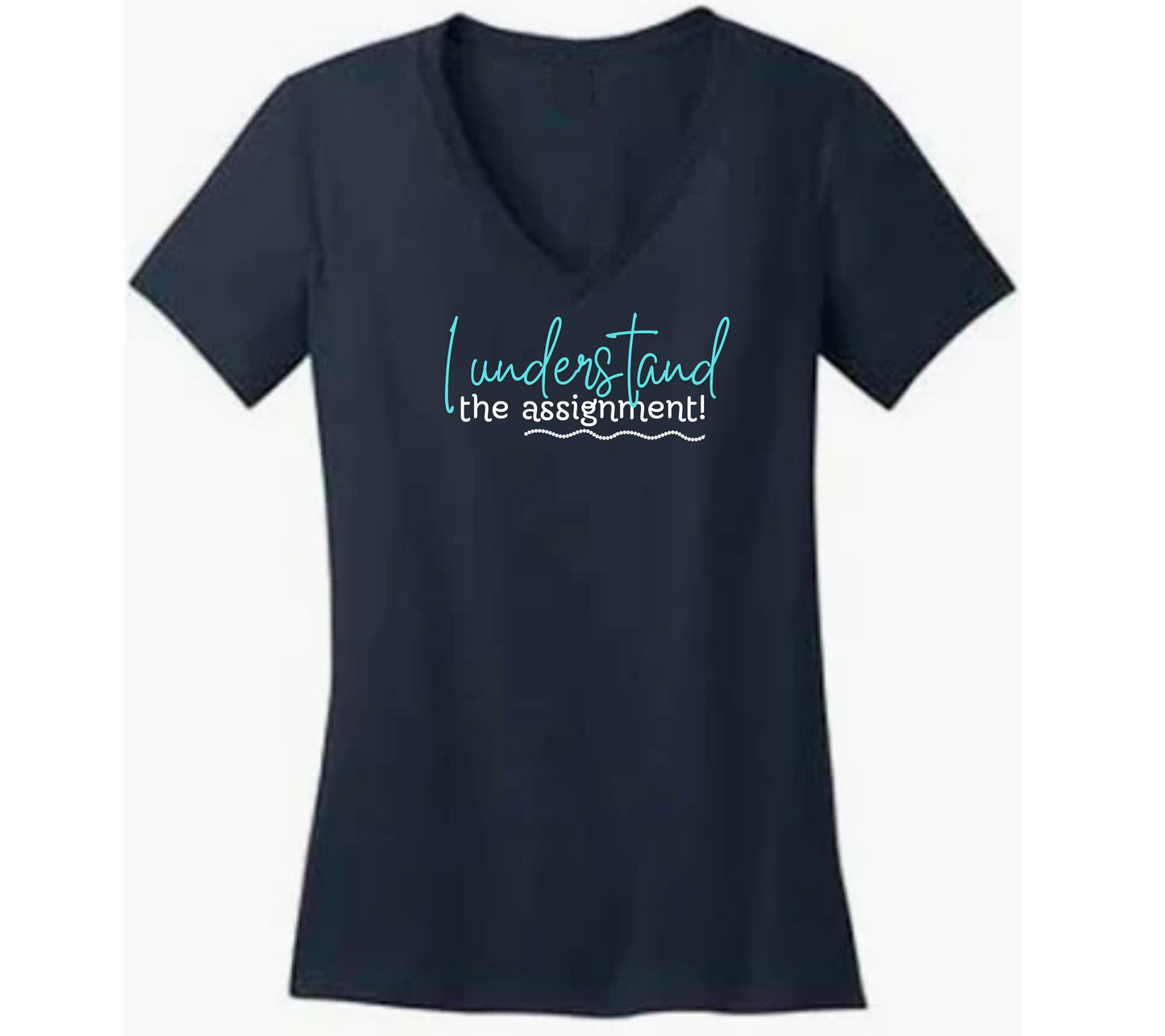 I Understand the Assignment v neck graphic tee