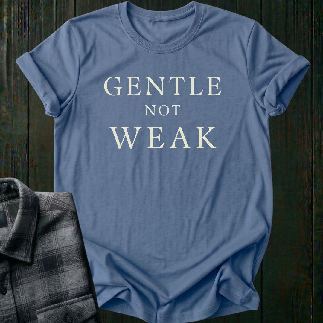 Indigoblue t-shirt with 'GENTLE NOT WEAK' text 