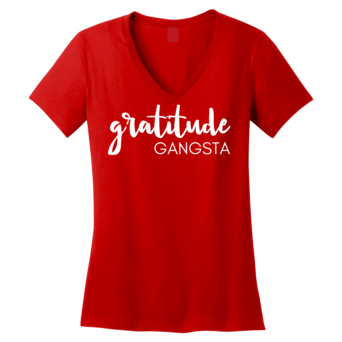 GRATITUDE Gangsta v neck,  Black 100% cotton Shirt,  Woman