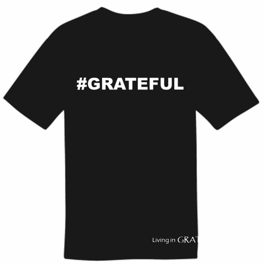 #GRATEFUL Tee Black 100% Cotton Man T-Shirt with White Accents