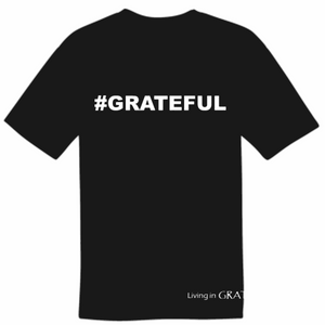 #GRATEFUL Tee Black 100% Cotton Man T-Shirt with White Accents