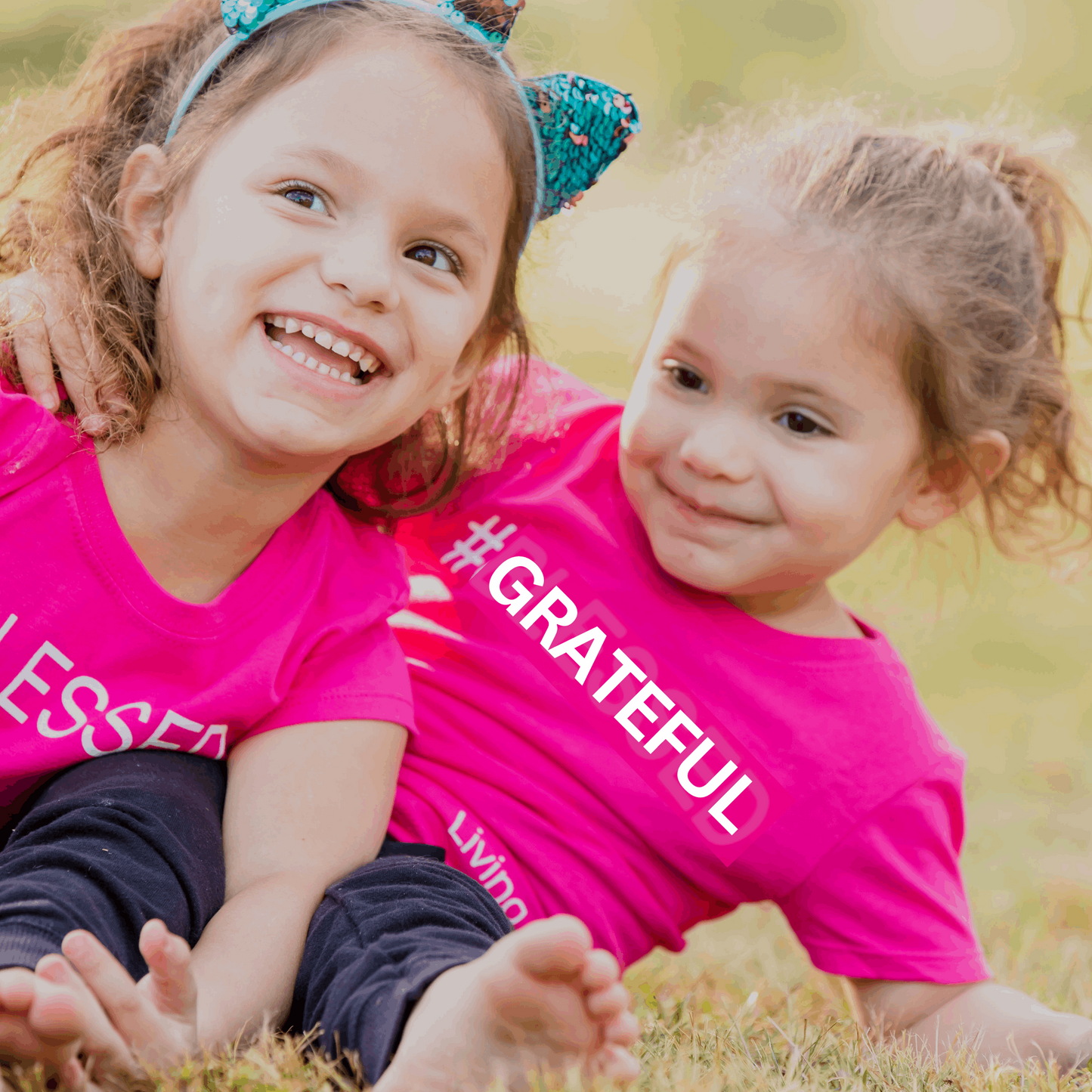 #GRATEFUL T-Shirt Pink 100% Cotton Girl Youth Tee Shirt with White Accents